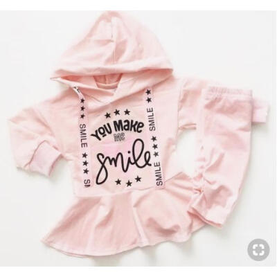 

Newborn Baby Kid Girl Hooded Tops Shirt DressPants Outfit Tracksuit Clothes