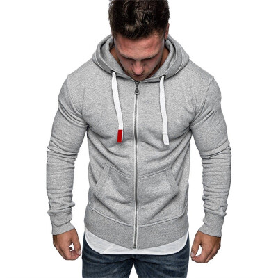 

Toponeto Mens Pure Color Zipper Pullover Long Sleeve Hooded Sweatshirt Tops Blouse