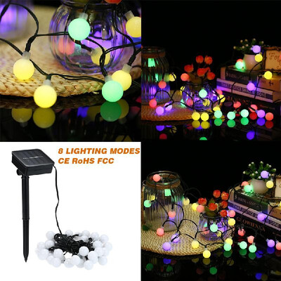 

Solar String Lights 23ft 50 LED Rope Light White Ball Shape 8 Modes Multicolor for Party Garden Home Festival Decoration