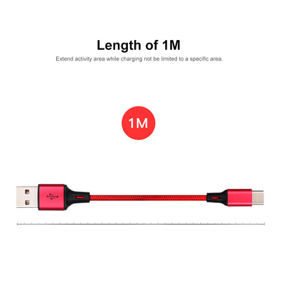 

Type-C Charging Cable Charging Data Cable Type-C Phone Cable Data Sync Nylon Braided 1M for Huawei Xiaomi SamsungRed