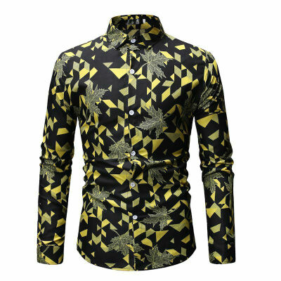 

Fashion Mens Slim Fit Floral Shirt Long Sleeve Cotton Dress Shirts Casual Tops