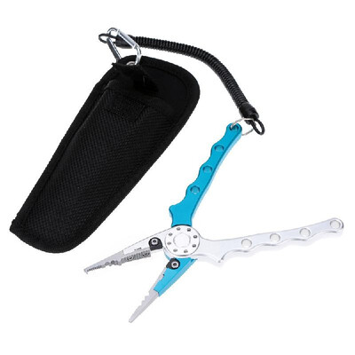 

Aviation Aluminum Fishing Pliers Split Ring Cutters Hooks Remover Fishing Holder Tackle with Oxford Sheath&Security Landyard