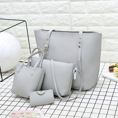 

Tailored Fashion Women Leather Four-Piece Shoulder Crossbody Bag Clutch Wallet Retro Bag