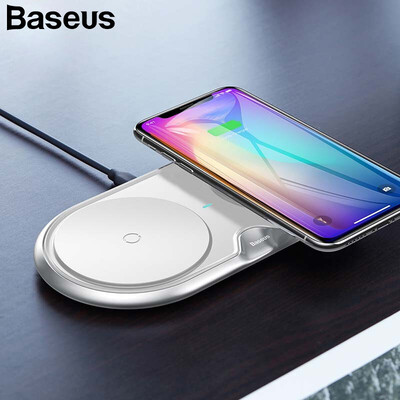 

Baseus 10W Dual Seat Qi Wireless Charger Desktop Charger For iphone X 8 Samung S9 XiaoMi