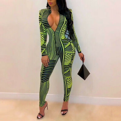 

Womens Sexy V Neck Long Sleeve Bandage Playsuit Romper Jumpsuit Catsuit Ciubwear