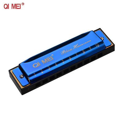 

QI MEI 1020 Blues Harmonica Key of C 10 Holes 20 Tunes Diatonic Harp Mouthorgan with Cleaning Cloth&Storage Box Black