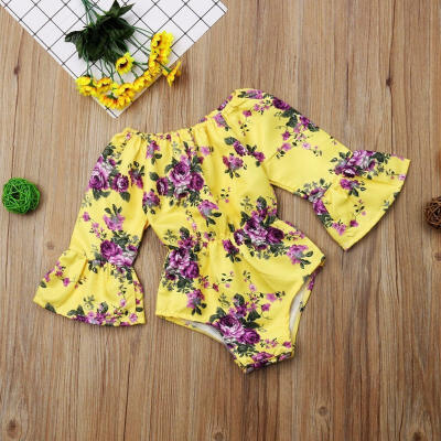 

Toddler Baby Girl Flared Floral Bodysuit Romper Jumpsuit Outfit Clothes 0-24M