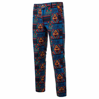 

Gobestart Mens Slim Vintage Ethnic Style Straight Cylinder Pants Business Trousers