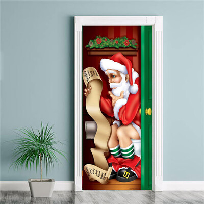 

Toponeto 3D Christmas Door Covers Christmas Party Decorations Door Toilet 31 x 78 Inch