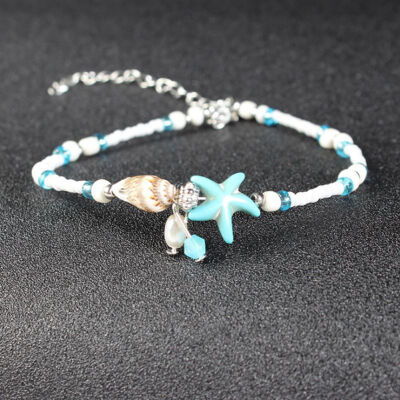 

Fashion Anklet Ankle Bracelet Turtle Beach Silver Turquoise Bohemian