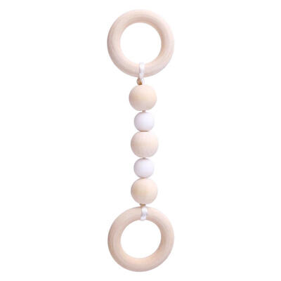 

Baby Silicone Wood Beads Teether Ring Chain for Newborn Infant Tooth Train