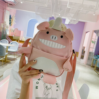 

Small bag canvas bag woman single shoulder slant bag ugly cute bag cute Korean version of the ancient sense of girls ins forest sy