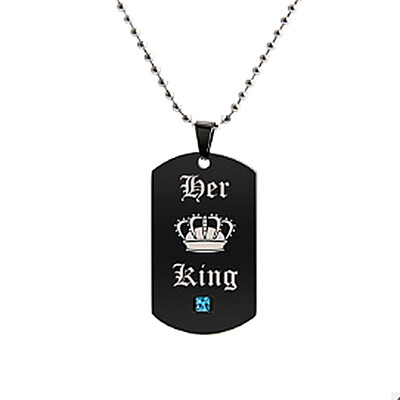 

2019 Her King And His Queen Necklaces Pendants Titanium Couple Gold Color Necklace Stainless Steel Suspension Gifts