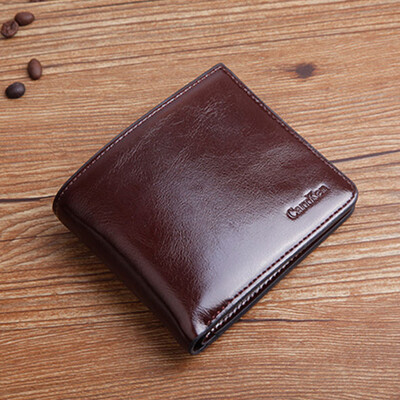 

Tailored Men Fashion Solid Color Bright Surface Open Multi Card Position Wallet Coffee