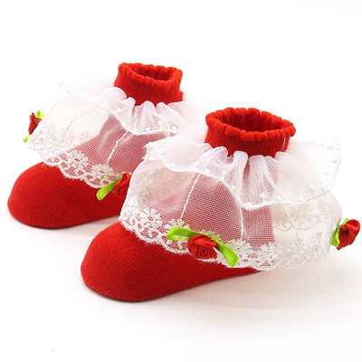 

Newborn Baby Infant Barefoot Toddler Foot Flower Lace Band Girl Sandals Socks 2PC