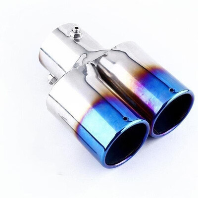 

Universal Double Tube Silver Car Exhaust Muffler Vehicle Steel Tail Pipe Auto Refitting Accessory