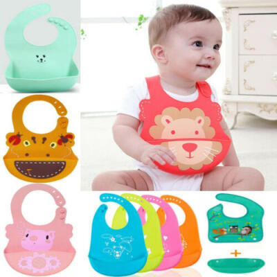 

Baby Kid Bib Wipe Clean Cartoon Feeding Dribble Boy Girl Plastic Mealtime