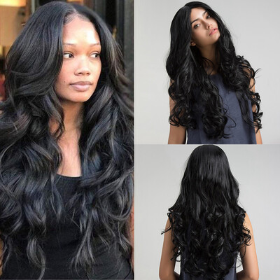 

〖Follure〗Black Woman Sexy Wavy Long Fashion Synthetic Wig Black Natural Curly Costume Wig