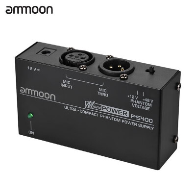 

ammoon Ultra-compact Condenser Microphone Phantom Power Supply 12V 48V Selectable with Power Adapter