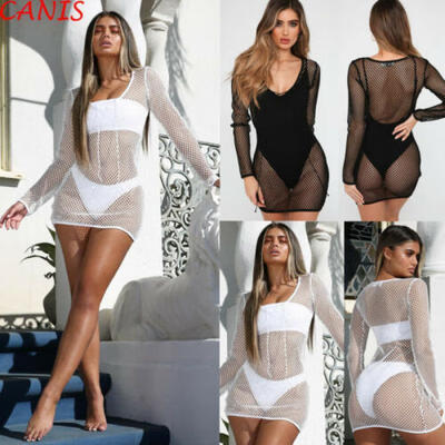 

Women Hollow Mesh Net Bikini Cover Up Swimwear Bathing Suit Summer Swimwear
