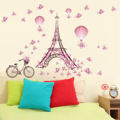 

〖Follure〗New Eiffel Tower Butterfly Flower Fairy Stickers Bedroom Living Room Walls