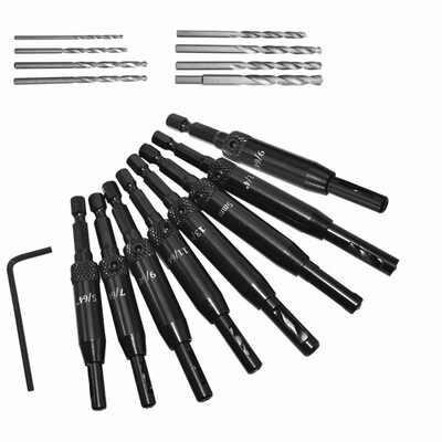 

〖Follure〗16Pcs Center Drill Bit Doors Self Centering Hinge Tapper Hole Puncher Wood Tools