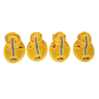 

4pcsset Casual Dog Shoes Pet Summer Breathable Anti-Slip Soft Mesh Sandals