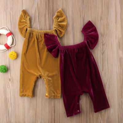 

NEW Baby Girls Velvet Romper Off Shoulder Jumpsuit Outfits Clothes