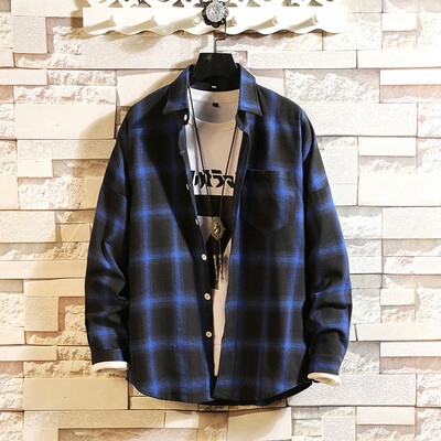 

Toponeto Mens Casual Fashion Plaid Printing Loose Hoodie Removable Long Sleeve Shirt Top