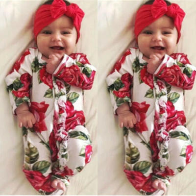

US Seller Newborn Infant Baby Girl Flower Romper Jumpsuit Bodysuit Playsuit