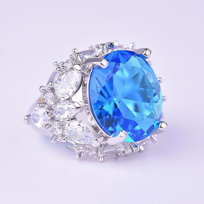 

Retro Luxury Sapphire Inlay Rhinestone Crystals Royal Party Rings