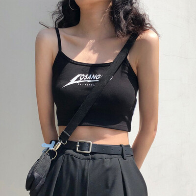 

Women Summer Fashion Sexy Concise Short Style Casual All-match Letter Printed Slim Fit Camisole