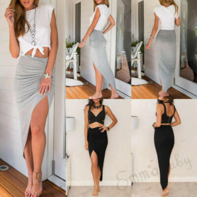 

Womens Wrap Asymmetric Drape Ruched Maxi Party Side Split Slit Midi Mini Skirt