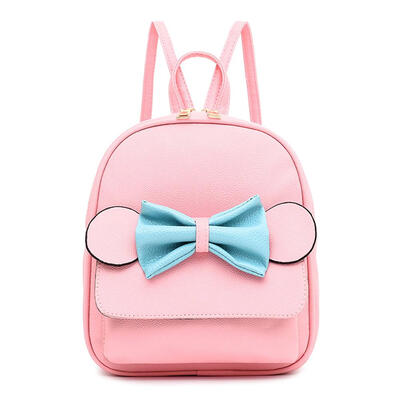 

Cute Bowknot Decor Backpacks Knapsack Leather Parent-child School Rucksack