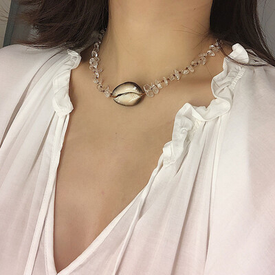 

Bohemian Handmade Ocean Conch Sea Shell Bracelet Necklace Quartz Crystal Stone Chips Bracelet Necklace
