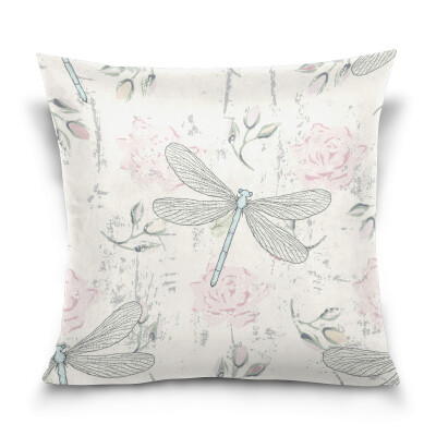 

ALAZA Throw Pillow Cover 16 X 16 inch Christmas Gift Cushion Cover with Dragonflies Printed Pillowcase