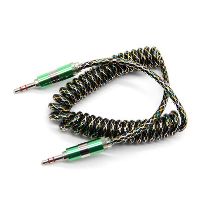 

35mm Male to Male Cable Transparent Spring Coiled 35mm Jack Car Speaker Extension Music Headphone Line Retractable Aux Cord