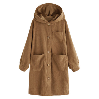 

2019 Womens Plus Size Hoodie Long Sleeve Solid Pockets Button Lightweight