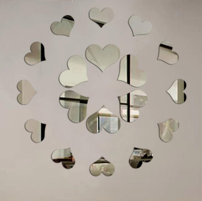 

〖Follure〗Acrylic 3D Love Heart Combination Mirror Effect Wall Sticker Decal Home Decor