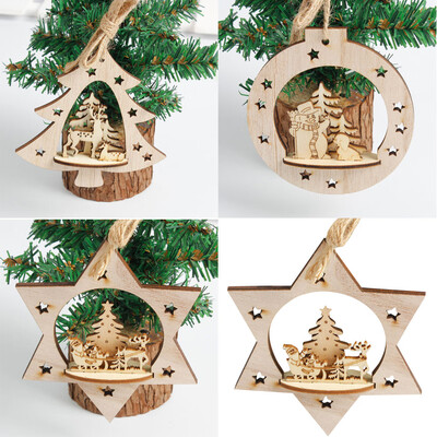 

Gobestart 3 pcs Snowflake Wood Embellishments Rustic Christmas Tree Hanging Ornament Decor