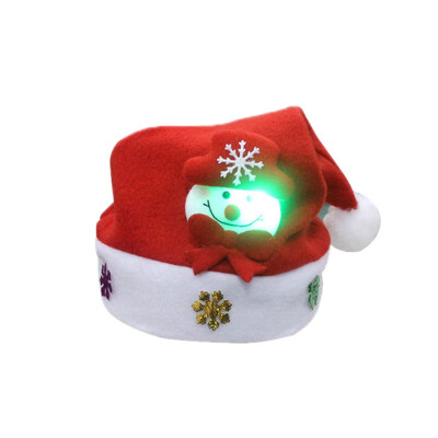 

Gobestart 2PC Kids LED Christmas Hat Santa Claus Reindeer Snowman Xmas Gifts Cap