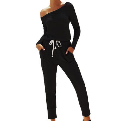 

Fashion New Long-sleeved Strapless Solid Color Casual Jumpsuit