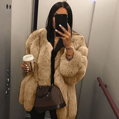 

Gobestart Women Plus Size Short Faux Coat Warm Furry Jacket Long Sleeve Outerwear