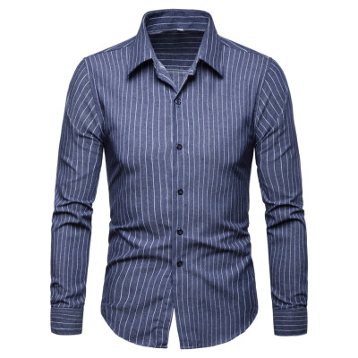 

Tailored Mens Fashion Slim Fit Personality Stripe Casual Long Sleeve Shirts Blouse