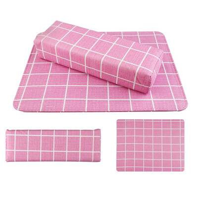 

Toponeto Macaron Checked And Striped Hand Cushion Table With Square Nail Cushion