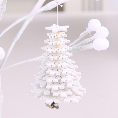 

Rotate Christmas Tree Ornaments Xmas Tree Hanging DIY 3D Snowflake Star Pendants Wooden Small Bell Decorations For Home Office