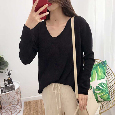 

2019 Cashmere Knitted Sweater Women Pullovers Turtleneck Autumn Winter Basic Women Sweaters Korean Style loose Black sweater