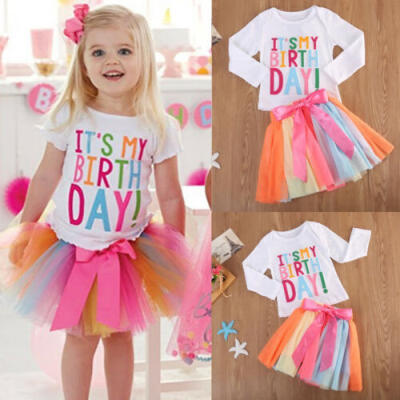 

Baby Girl Kid Toddler ITS MY Birthday T-shirttutu Skirt Dress Outfit Clothing