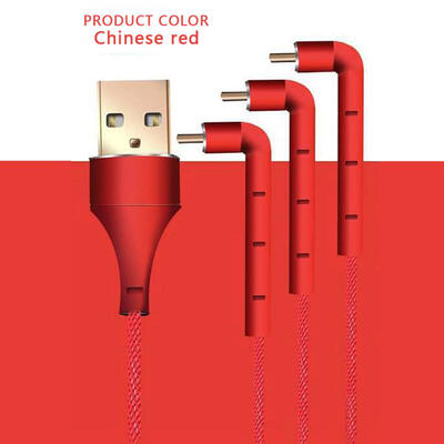 

Creative 3-in-1 90 Degree Angle Data Cord USB To Type-C Micro Lightning Braided Charging Cable-15m