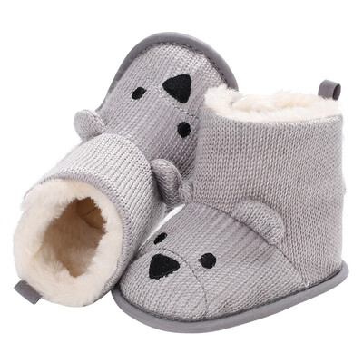 

Fashion Baby Winter Shoes Boots Cute Cartoon Bear First Walkers Knitted Keep Warm Booties Infant Toddlerborn Boots